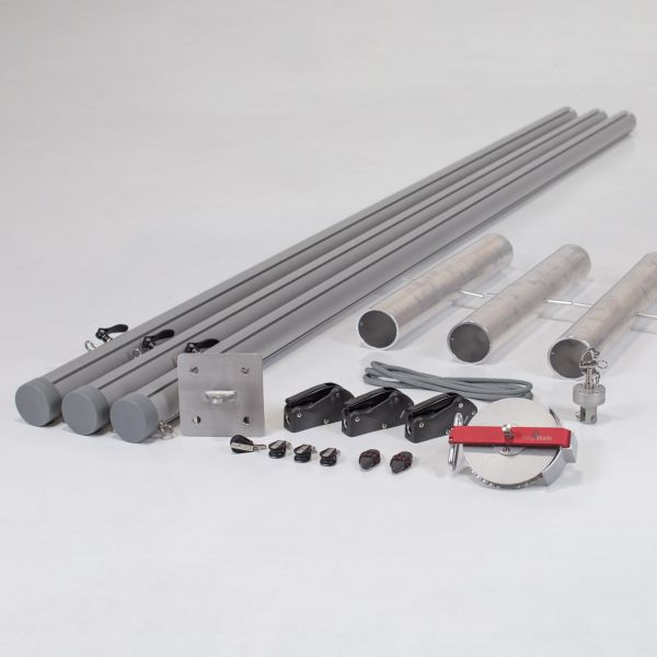 Flex Hardware-Set Standard mit 3 Masten + 1 Wandplatte